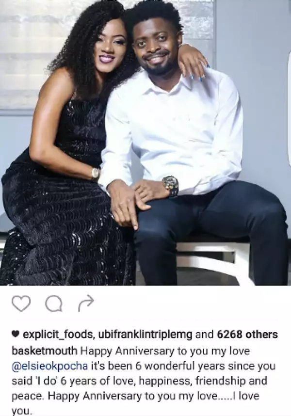 Basketmouth and wife, Elsie, celebrate 6th wedding anniversary